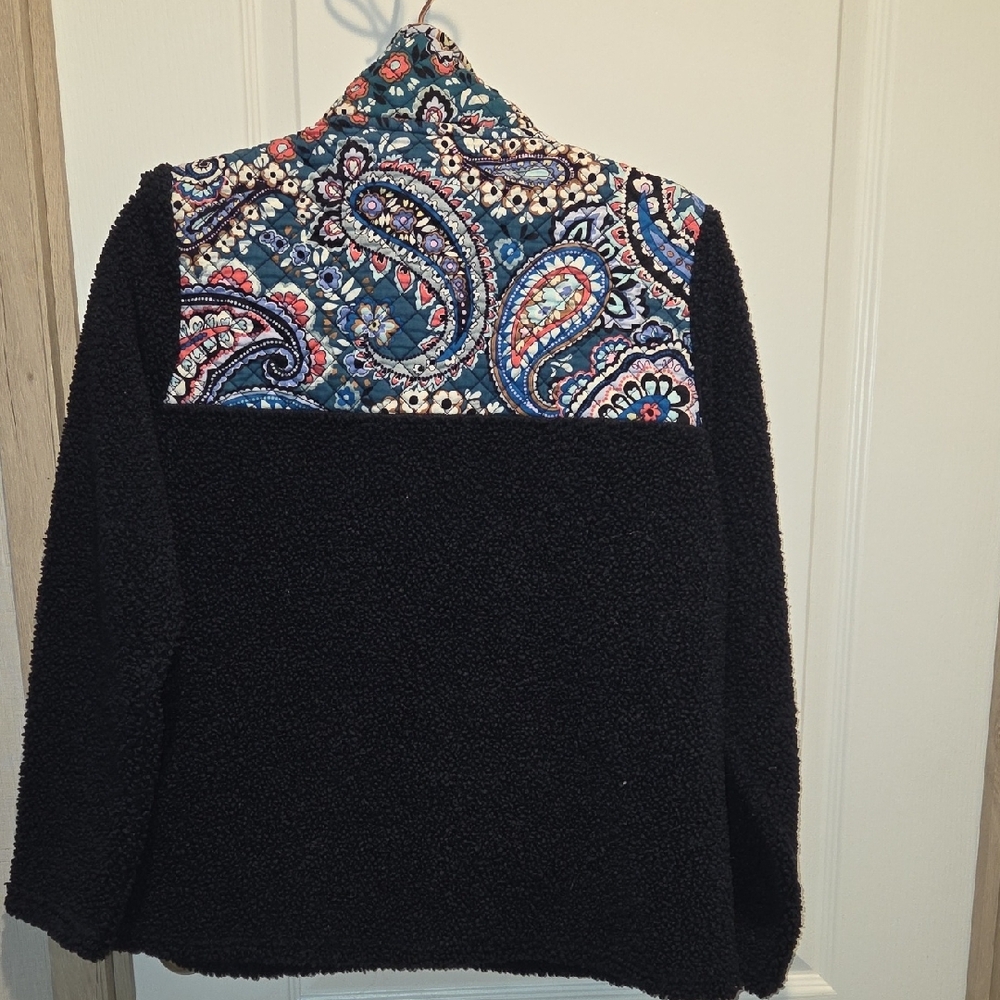 Vera Bradley Navy Sherpa Pullover with Multicolor Quilted Yoke - Picture 7 of 7